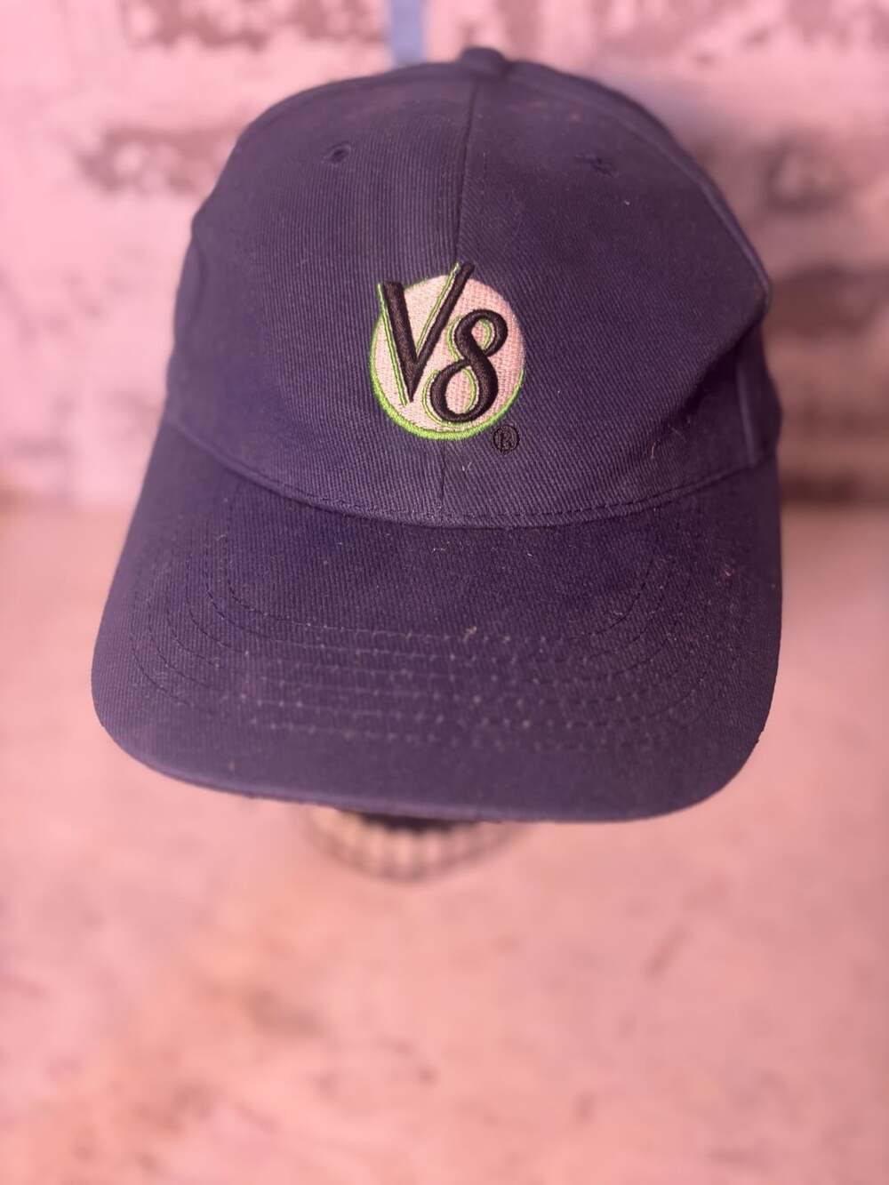 NWOT V8 Juice Drink Vegan Embroidered Navy Baseball Cap Hat